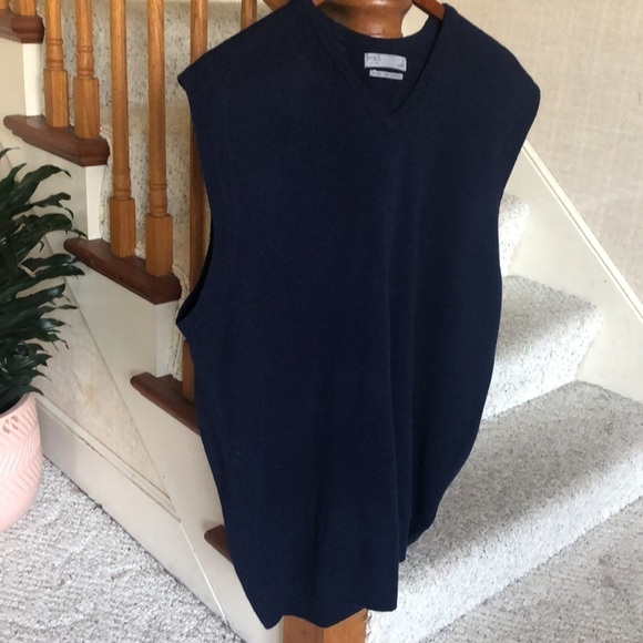 M & S Navy Blue Lambswool Sweater Vest Office Top - Picture 5 of 10